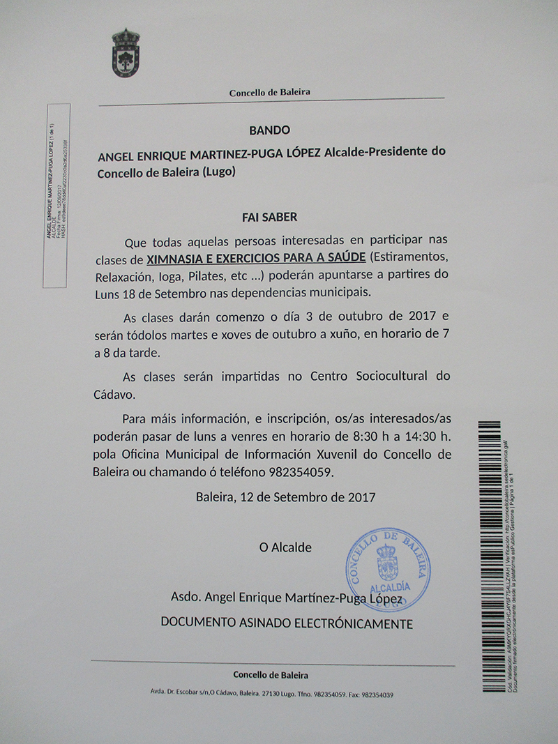 INICIO DAS CLASES DE XIMNASIA